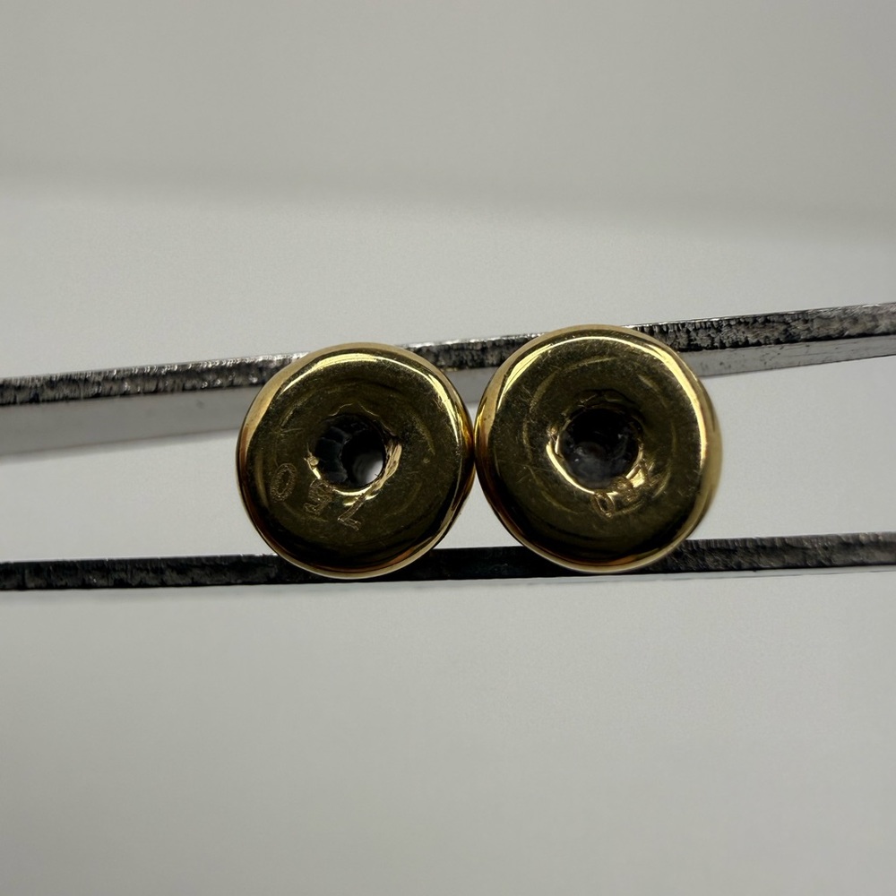 18K Genuine Yellow Gold Spiked Stud Earrings (Preowned) - Picture 8 of 17